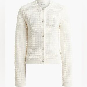 J. Crew Lady jacket cardigan with gem buttons in Ivory Size L